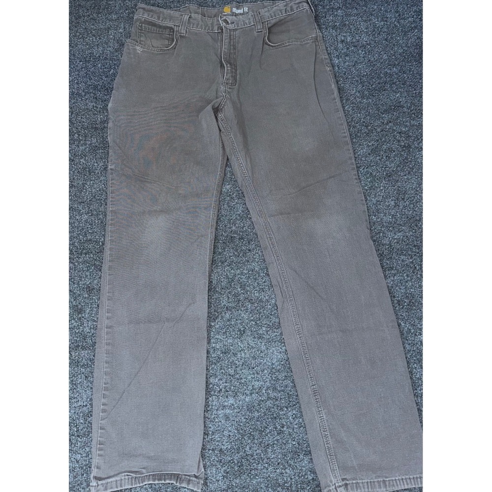 Carhartt Relaxed Fit Work Pants Mens 34x32 Gray Canvas Utility